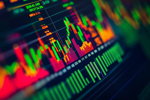 Stock market analysis charts showing portfolio performance growth